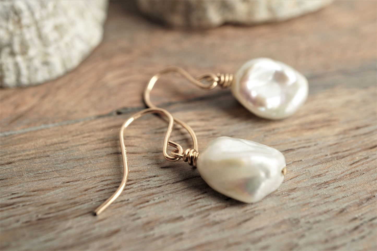 Pearl Keshi Nugget Earrings * Short earrings * Bridesmaid gift  * Pearl earrings * Gift for her