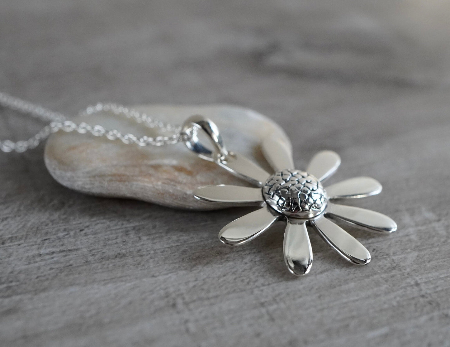 Large Daisy Sterling Silver Necklace * Bracelet * Flower Bracelet *  Gift For Her *