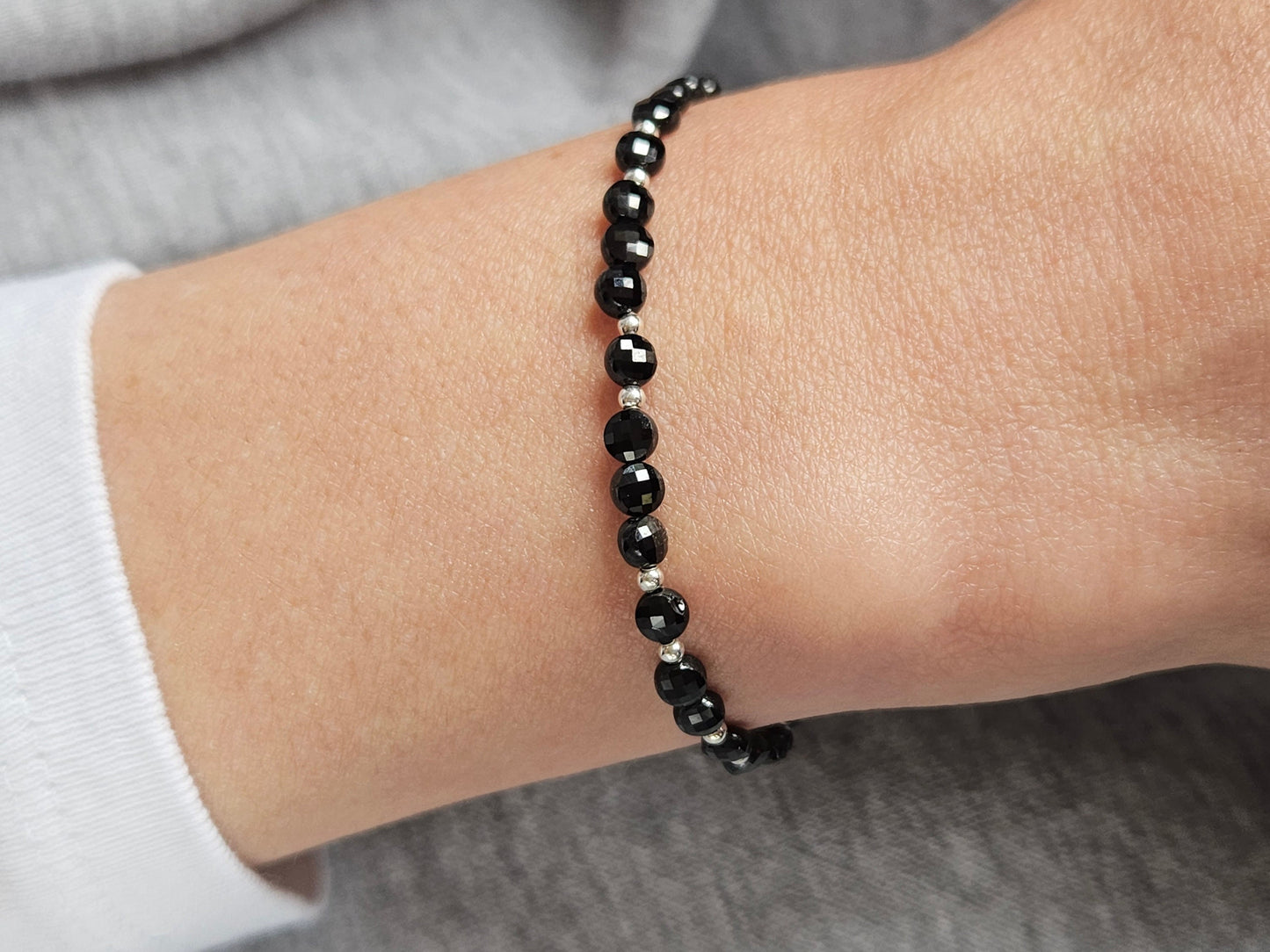 Black Sparkling Spinel Bracelet * Black Bracelet * Feminine * Gift for her