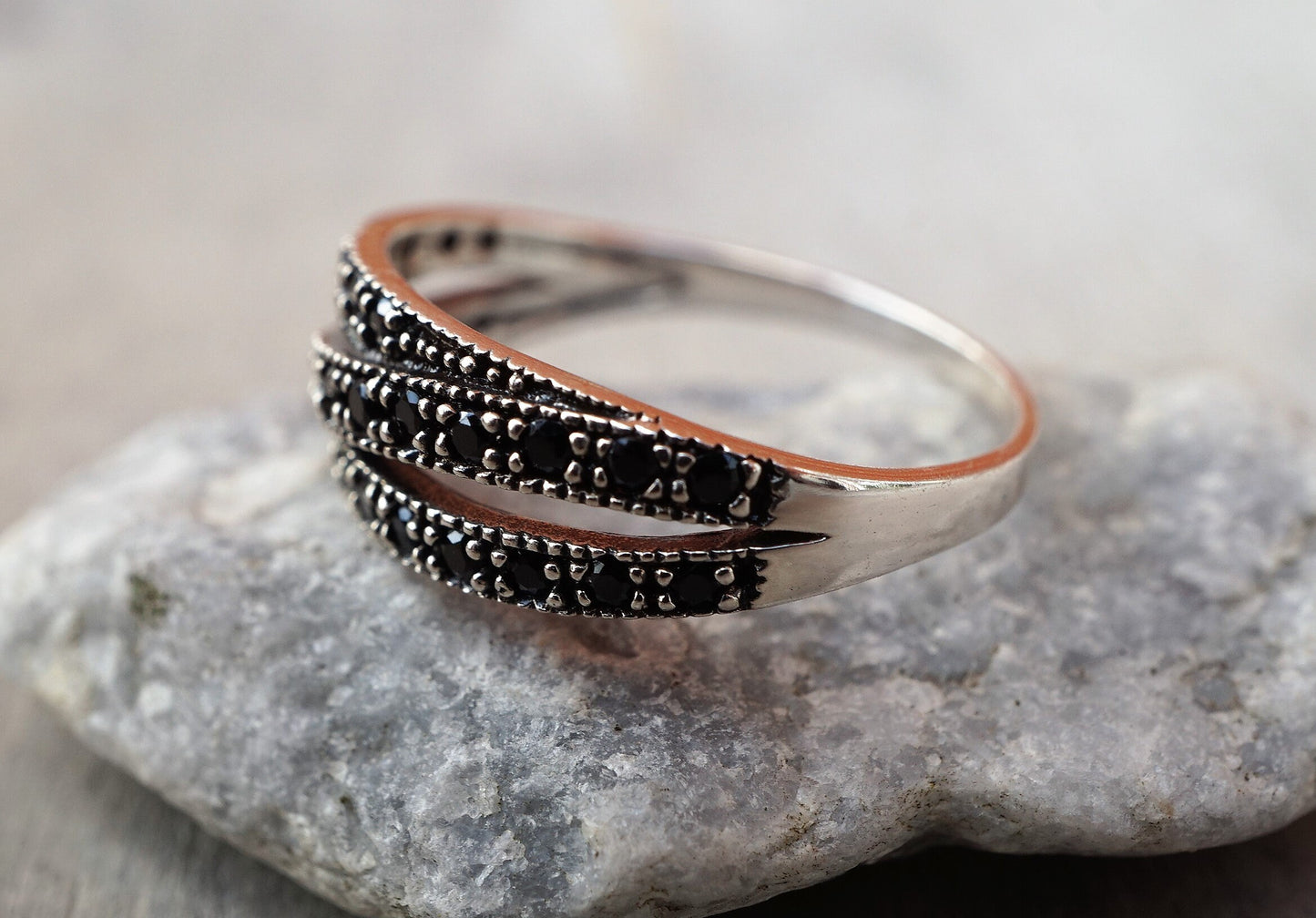 Twisted Sterling Zirconia Silver Ring, Silver ring, Gift for her, Ring gift, Size: L/ UK 6/US