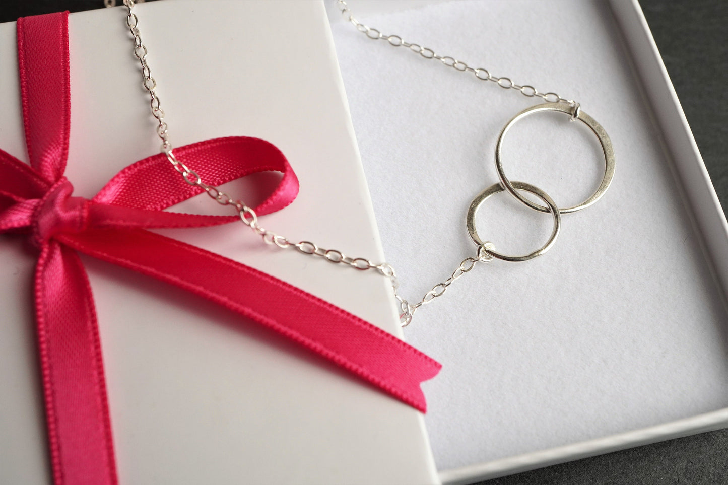 Sterling Silver Double Circle Necklace* Silver Jewelry* Dainty *Gift for her* Feminine* Choker necklace