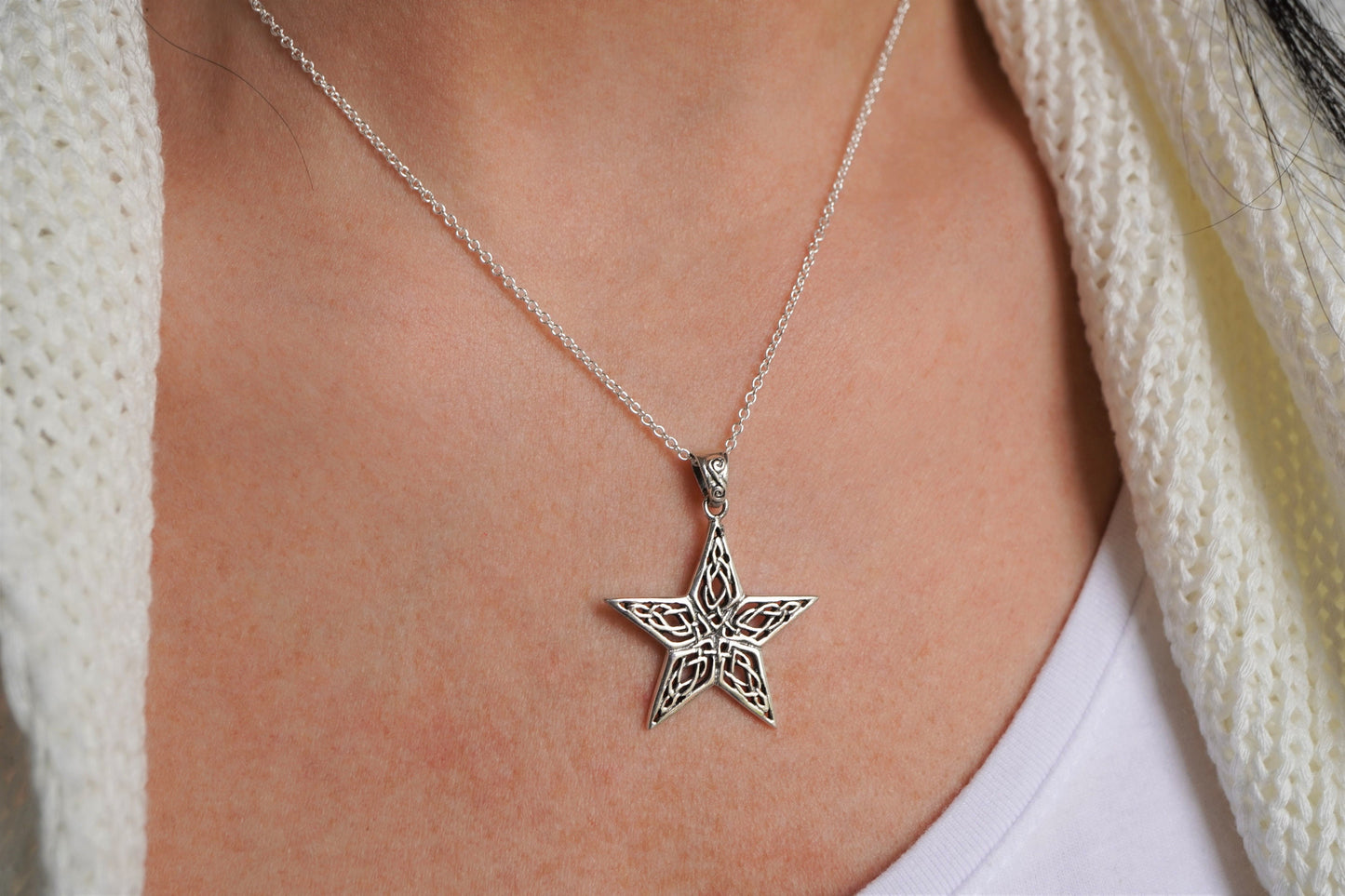 Celtic Star Necklace Sterling Silver * Filigree pendant * Gift for her* Feminine