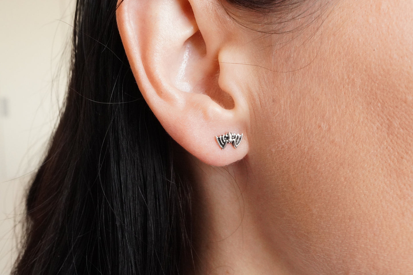 Small Bat Ear Stud * Sterling silver * Gift for her