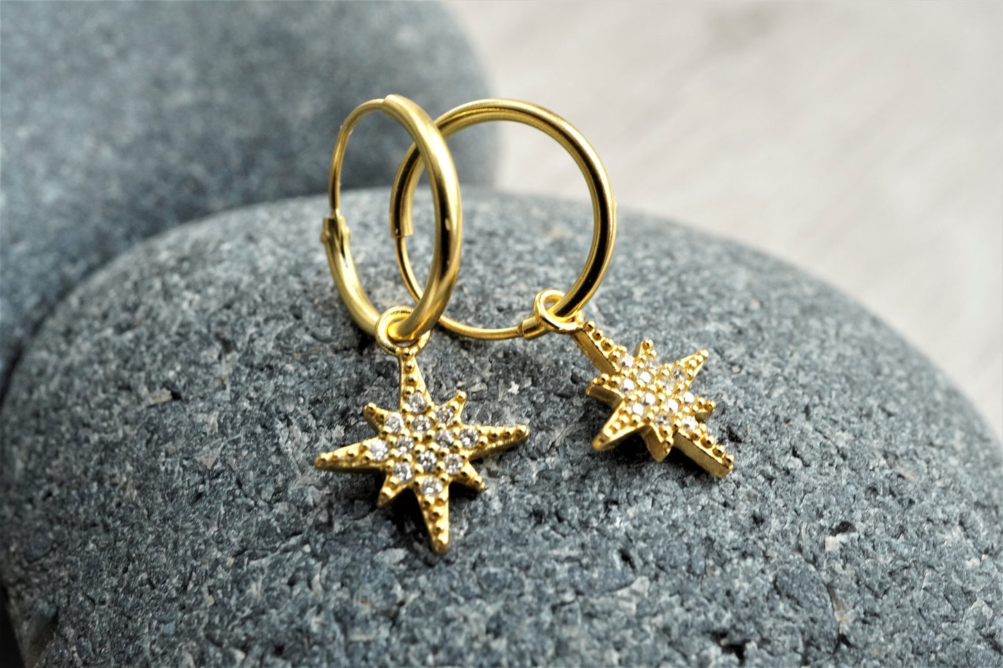 Northern Star Hoop Earrings * Boho earrings *  Golden hoop * Feminine jewellery