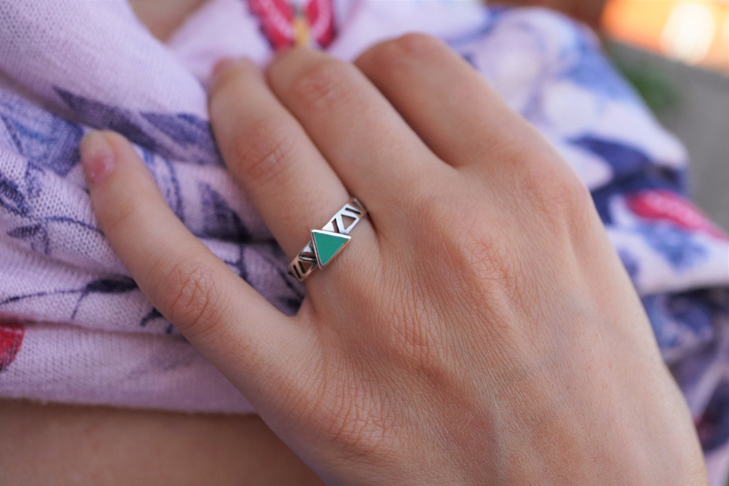 Triangle Sterling Silver Ring, Boho ring L, N, P /6, 7, 8 Chic, Gift for her,  Boho jewelry