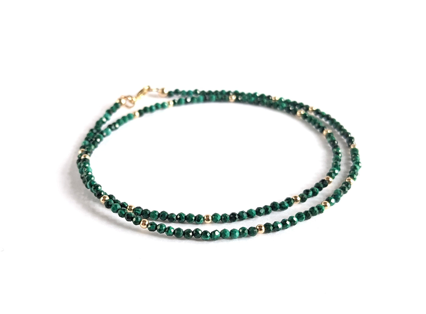 Faceted Malachite Necklace * Green stone * Delicate choker * Gift for her * Feminine