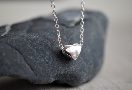 Tiny Heart Sterling Silver Delicate Necklace*  Dainty* Gift for her* Feminine* Love