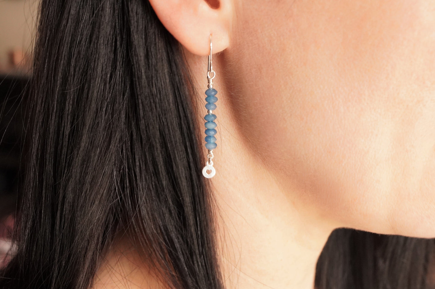 Blue Jade Sterling Silver Earrings * Gift for her * Feminine * Dangle earrings * Blue earrings