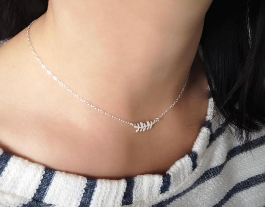 Sterling Silver Olive Branch Necklace* Dainty* Gift for her* Feminine* Silver leaf