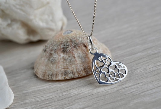 Sterling Silver Heart Charm Necklace * Silver heart * Gift for her * Plain necklace *