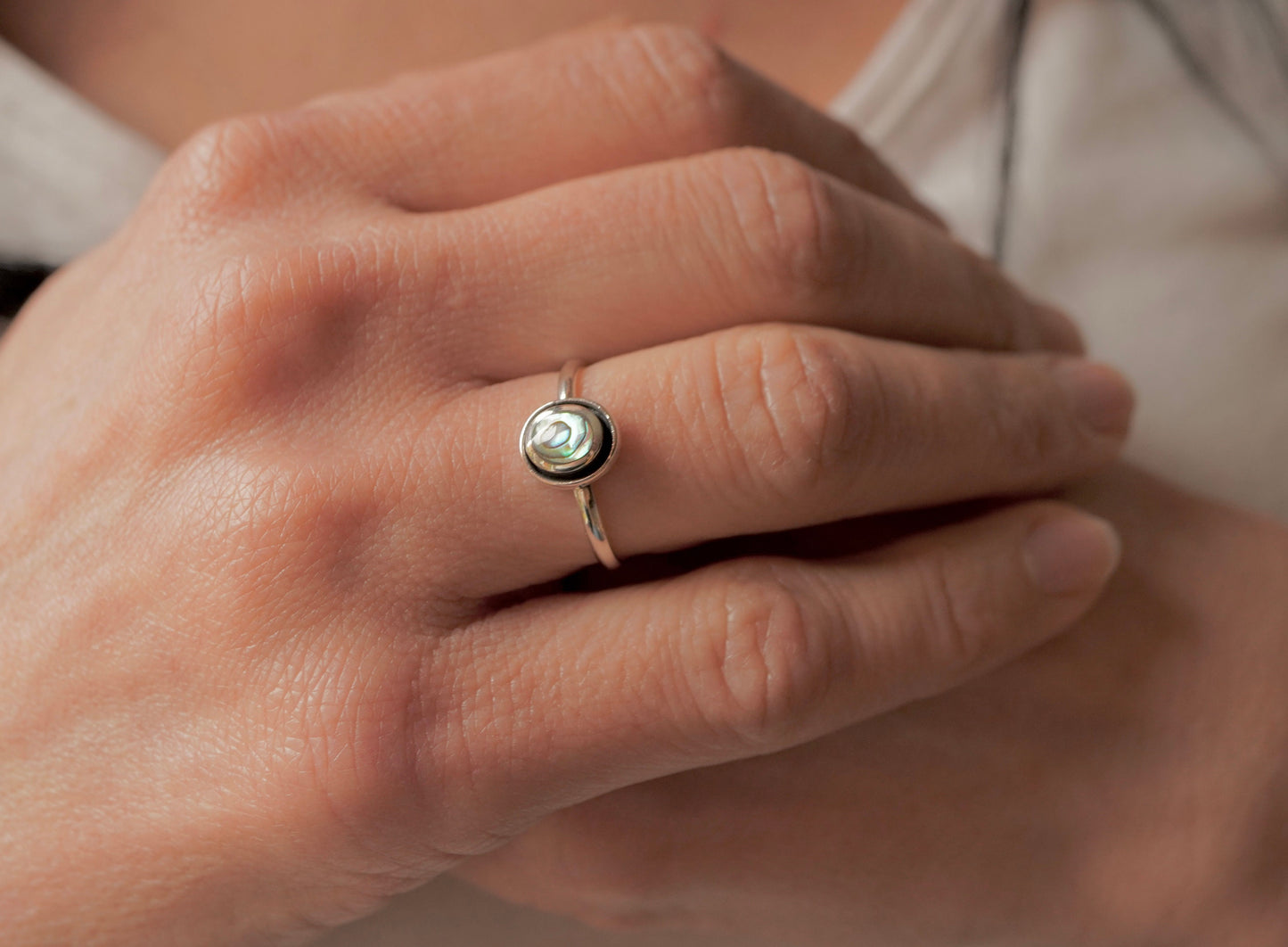 Sterling Silver Abalone Ring Size N/7, P/8, R/9 size