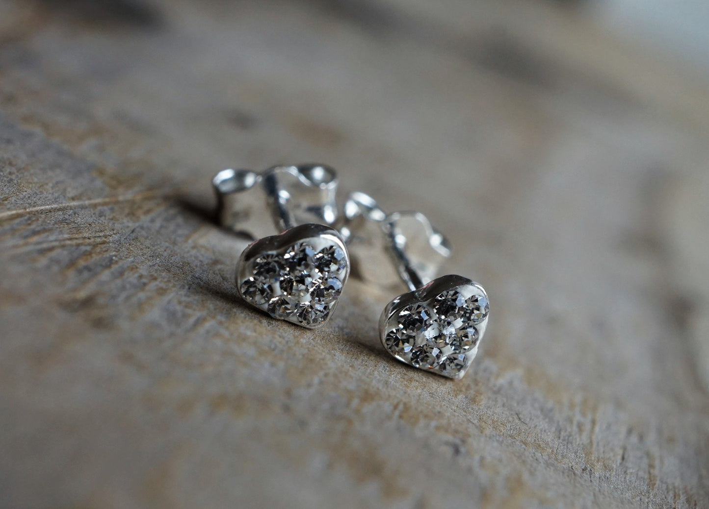 Sterling silver Zirconia Heart Earrings * Stud Earrings * Heart earrings