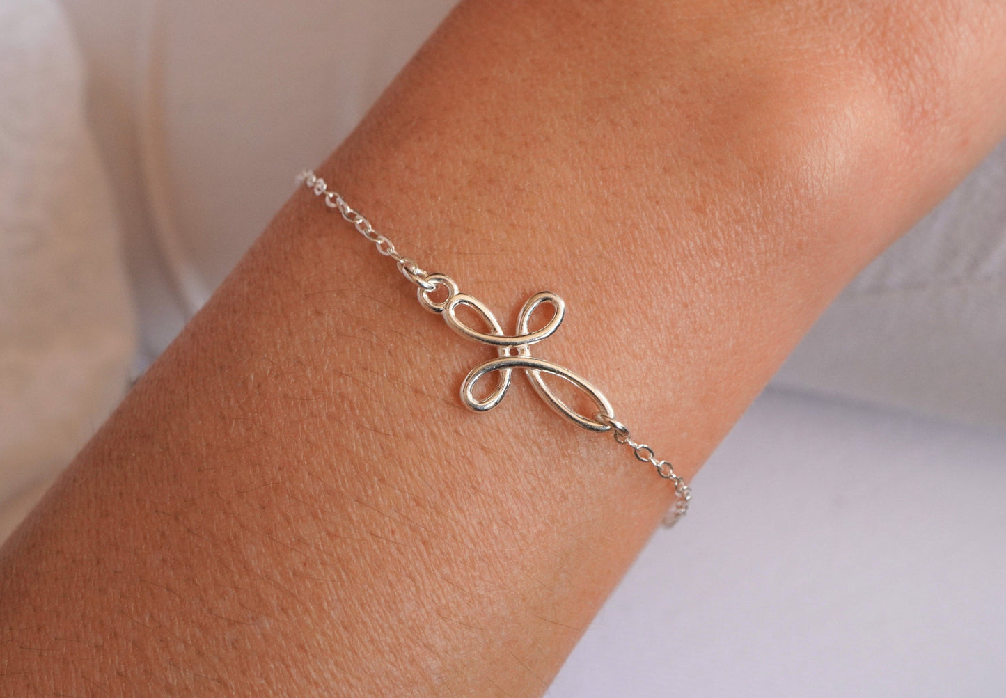 Celtic Infinity Cross Sterling Silver Bracelet * Mothers Bracelet * Eternity cross * Dainty jewelry*  Gift For Her*