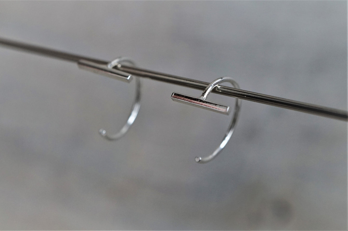 Sterling Silver Hugging Bar Hoop Earrings * Minimalist earrings * Feminine jewelry