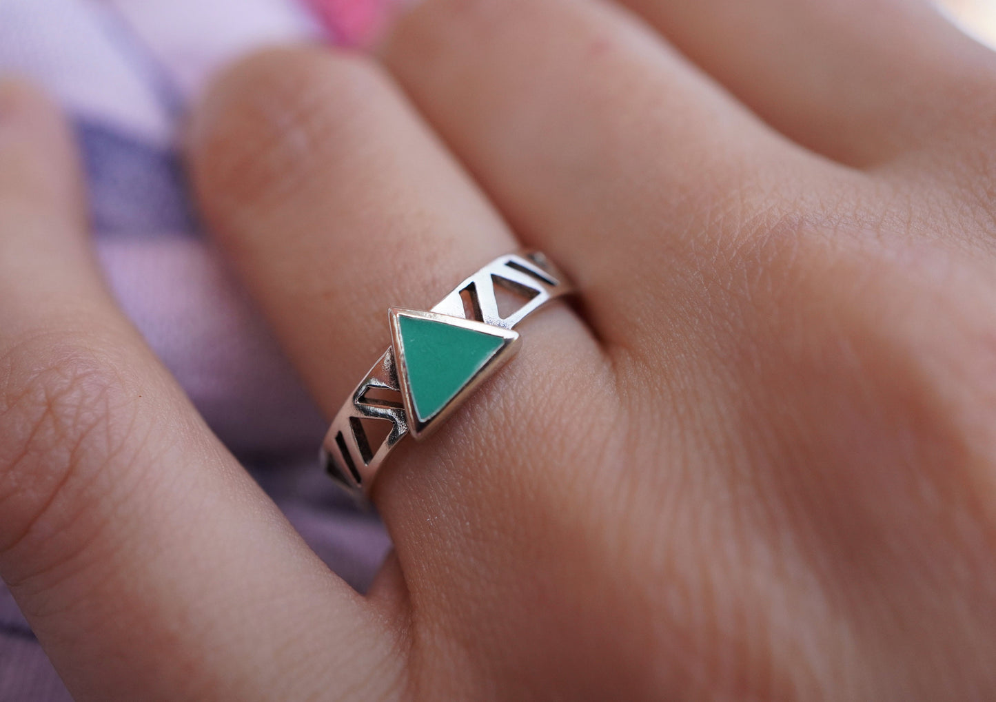 Triangle Sterling Silver Ring, Boho ring L, N, P /6, 7, 8 Chic, Gift for her,  Boho jewelry