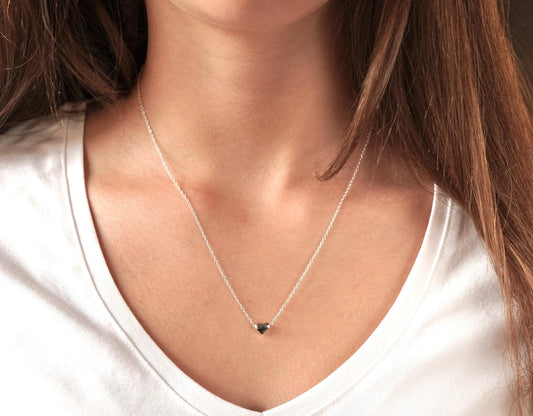 Tiny Heart Sterling Silver Delicate Necklace*  Dainty* Gift for her* Feminine* Love