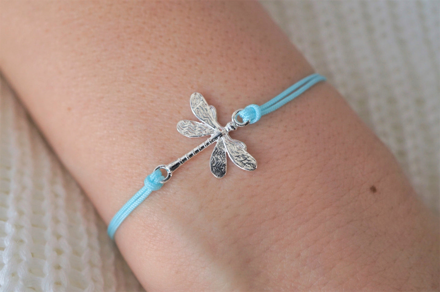 Dragonfly Sterling Silver Cord Bracelet • Adjustable Friendship Bracelet * Good Luck & Freedom Jewellery * Minimalist Gift
