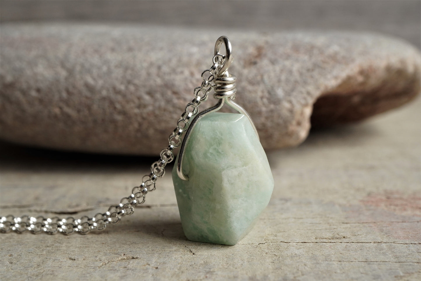 Long Stone Necklace * 80cm Necklace * Belcher Sterling Silver Necklace