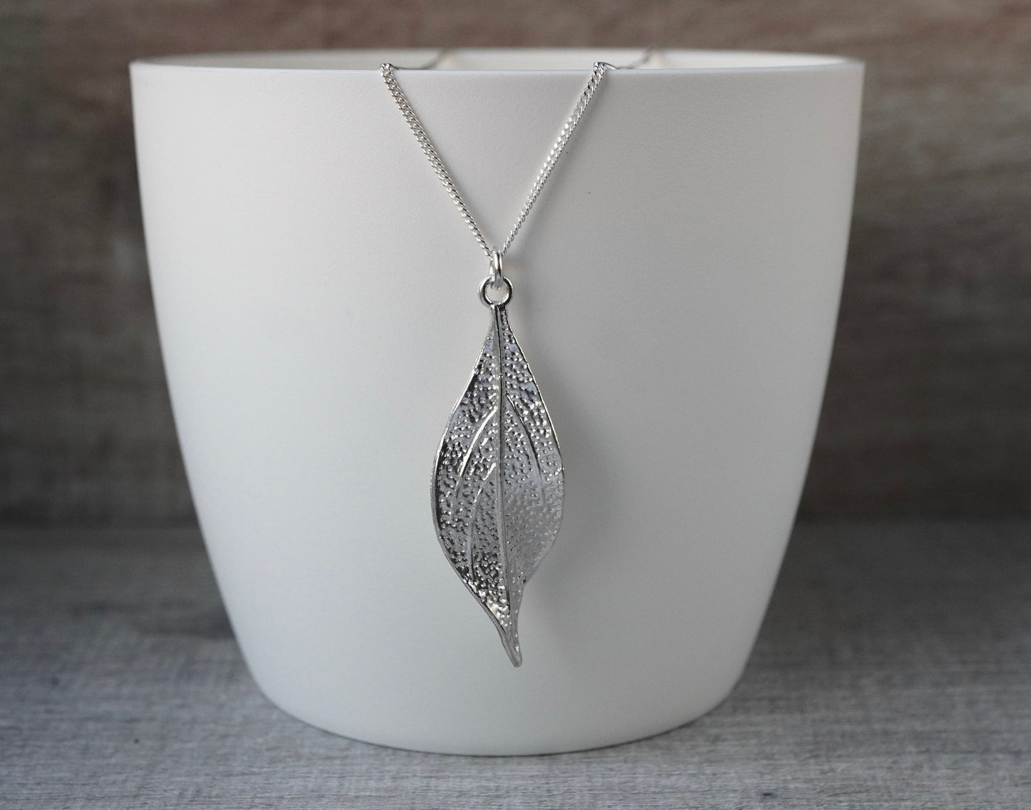 Cute "Fluttering" Leaf Silver Necklace * Sterling Silver Necklace *