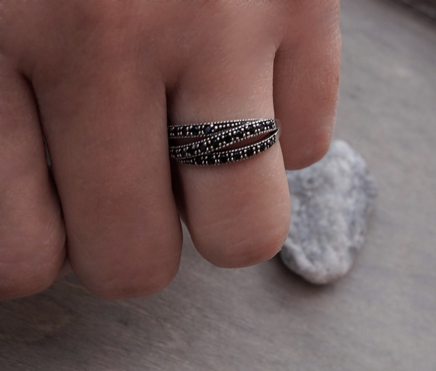 Twisted Sterling Zirconia Silver Ring, Silver ring, Gift for her, Ring gift, Size: L/ UK 6/US