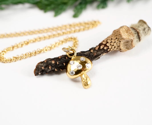 Small Mushroom Necklace * Dainty Feminine Necklace * Mushroom fan * Gift for her
