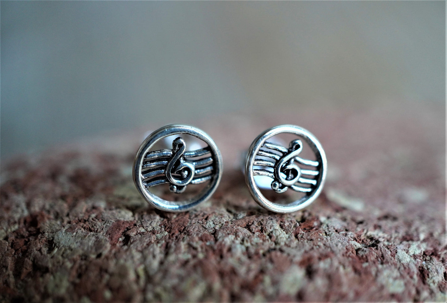 Music Clef Earrings * Sterling silver stud * Musician gift earrings