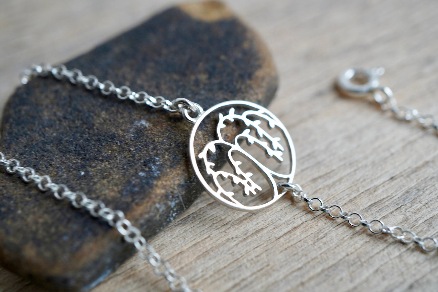 Willow Tree Sterling Silver Dainty Cord Bracelet * Feminine * Layered Bracelet * Gift for her