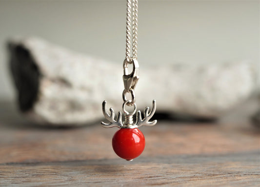 Deer Antler Coral Clip on Charm * Christmas Charm * Gift for her