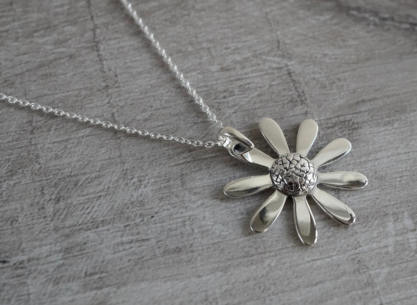 Large Daisy Sterling Silver Necklace * Bracelet * Flower Bracelet *  Gift For Her *