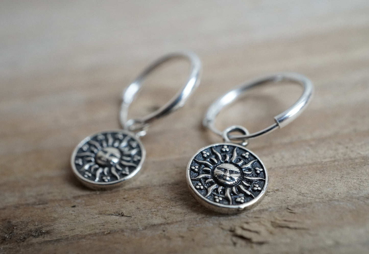 Sterling Silver Sun Hoop earrings * Boho earrings * Summer earrings * Hoop jewellery