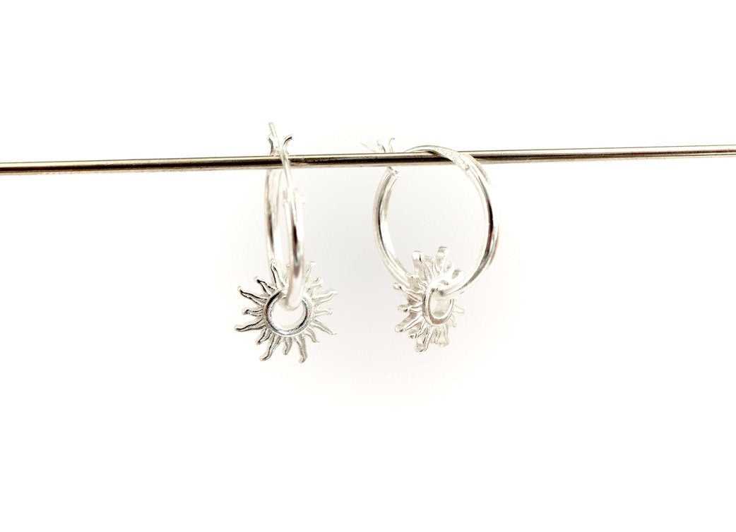 Sterling Silver Sun Hoop earrings * Boho earrings * Summer earrings * Hoop jewellery