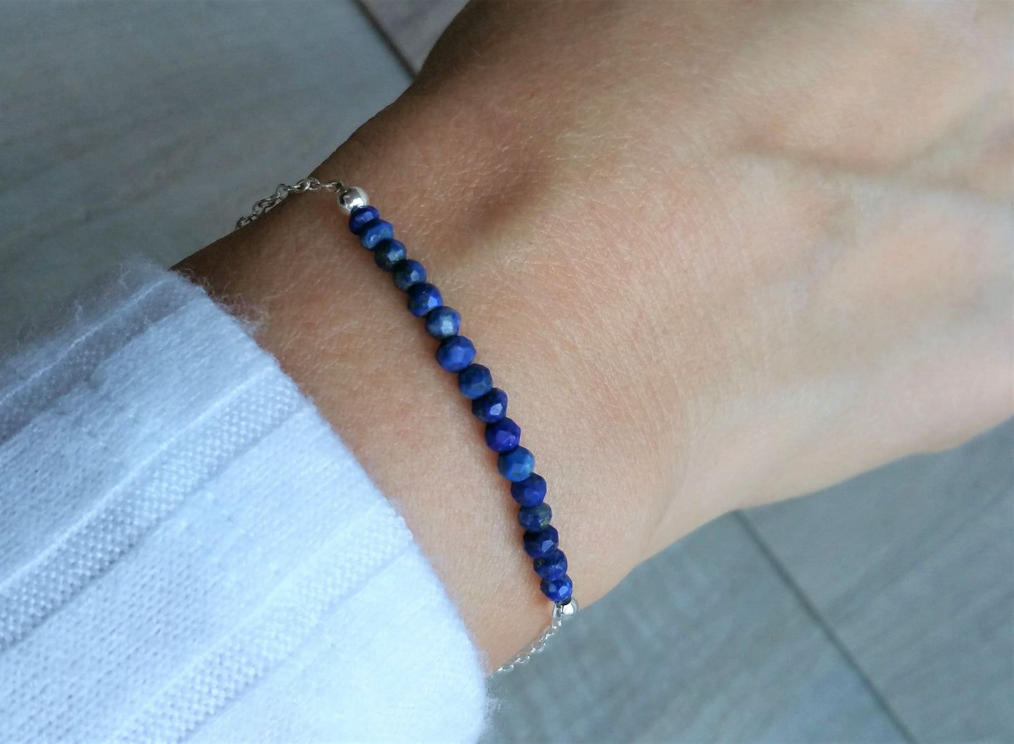 Lapis Lazuli Sterling Silver Bar Bracelet/Necklace * December Birthstone * Dainty bracelet *Gift for her *  Feminine