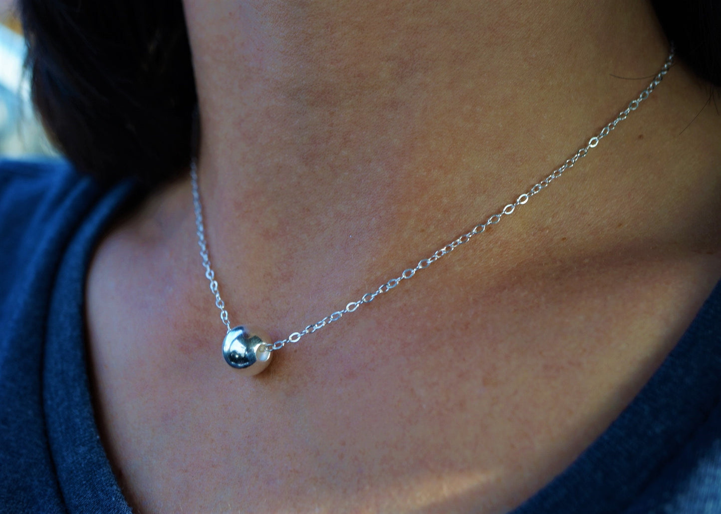 Sterling Silver Ball Necklace* Silver Jewelry* Dainty *Gift for her* Feminine* Ball choker necklace