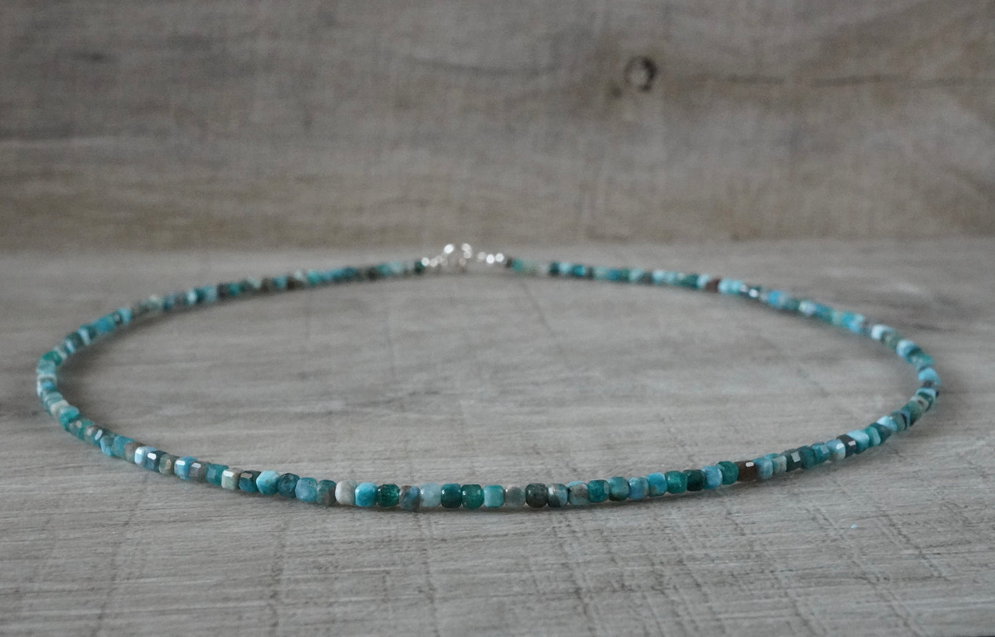 Dainty Apatite Cube Sterling Silver Necklace * Gift for her * Feminine jewellery * Boho necklace