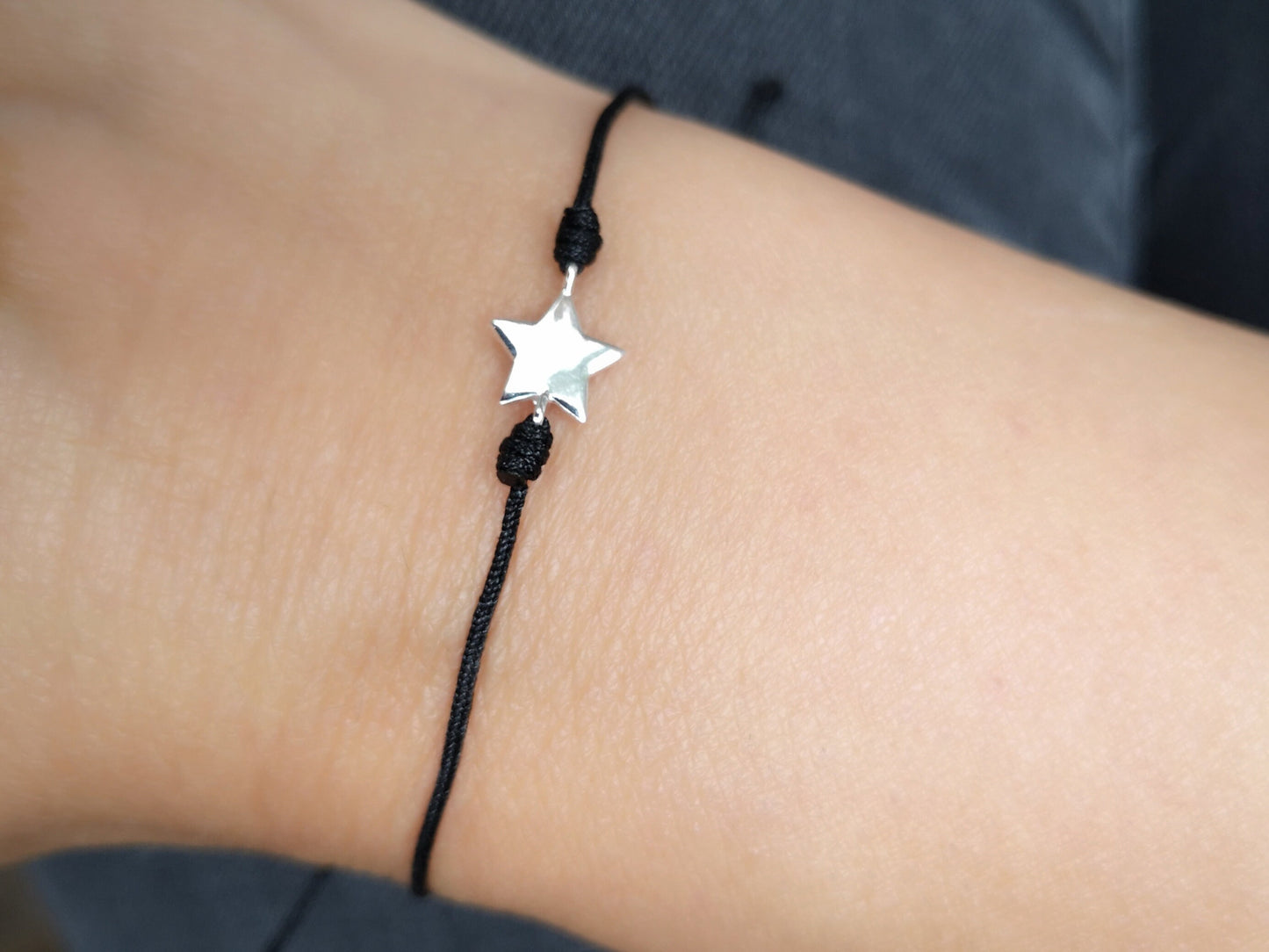 Star Sterling Silver Dainty Cord Bracelet* Feminine* Layered Bracelet* Gift for her