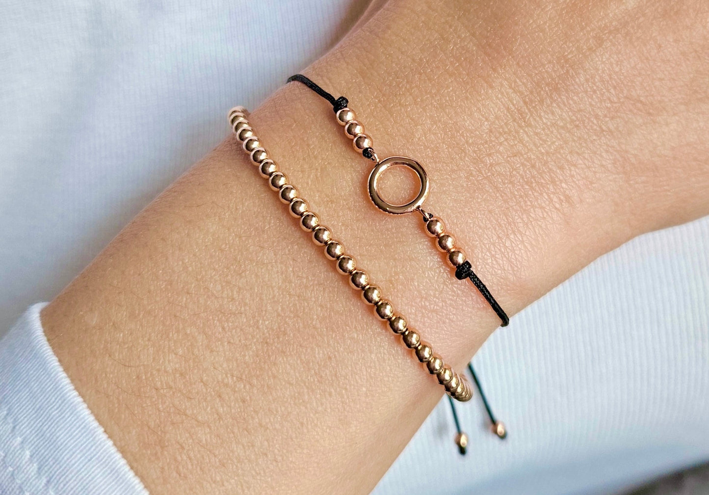 Rose Gold Filled Dainty Cord Bracelet * Feminine * Layered Bracelet *
