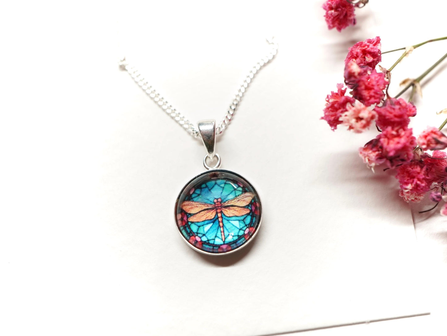 Small Sterling Silver Dragonfly Necklace * Silver necklace * Good luck symbol