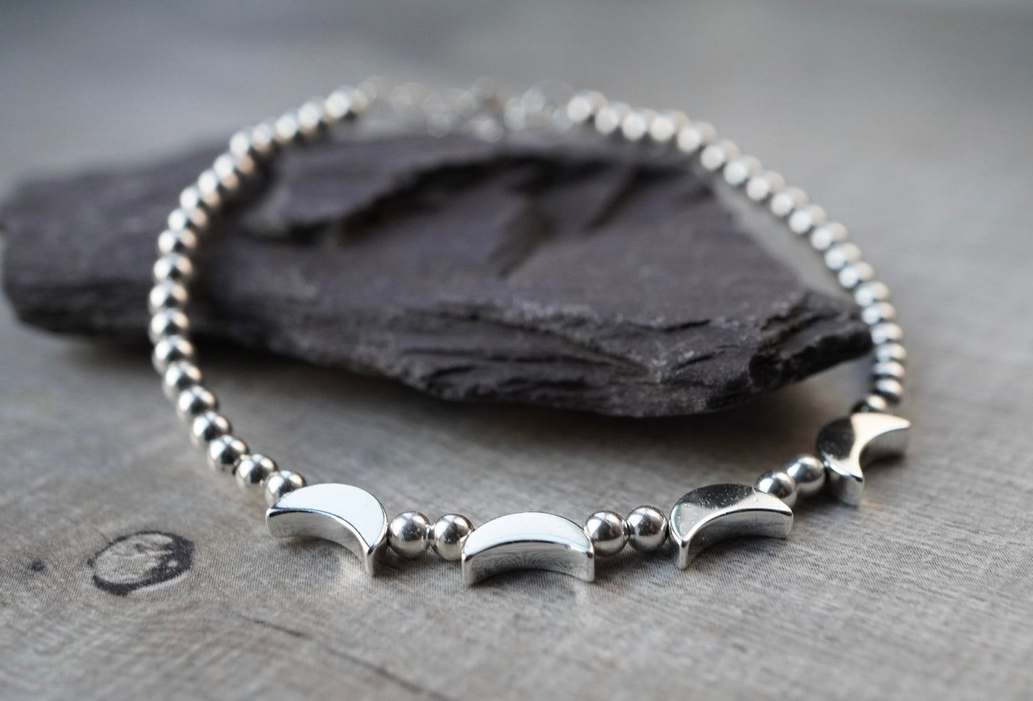 Moon Sterling Silver Beaded Bracelet * Boho bracelet * Gift for her * Moon jewellery * Feminine