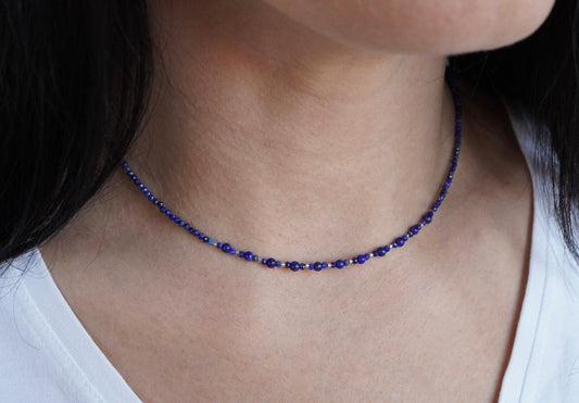 Dainty Lapis Lazuli Sterling Silver Necklace * September Birthstone * Layered necklace * Gift for her * Feminine jewellery