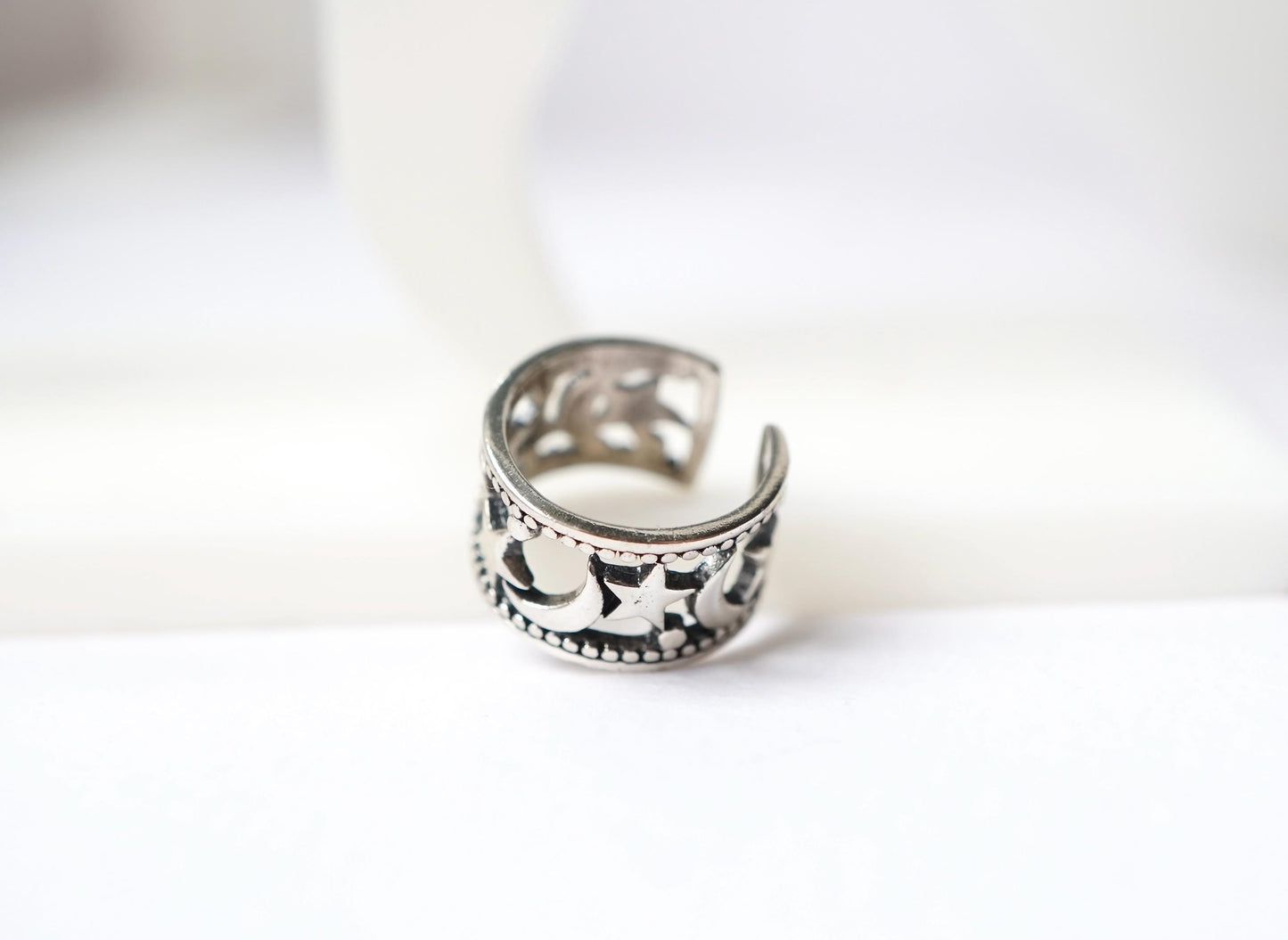 Moon and Star Ear Cuff * Sterling Silver * No hole Earrings