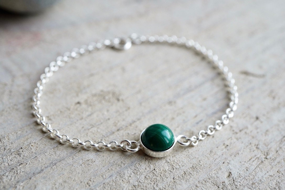 Malachite Sterling Silver Bracelet * Gift for her * Malachite jewellery
