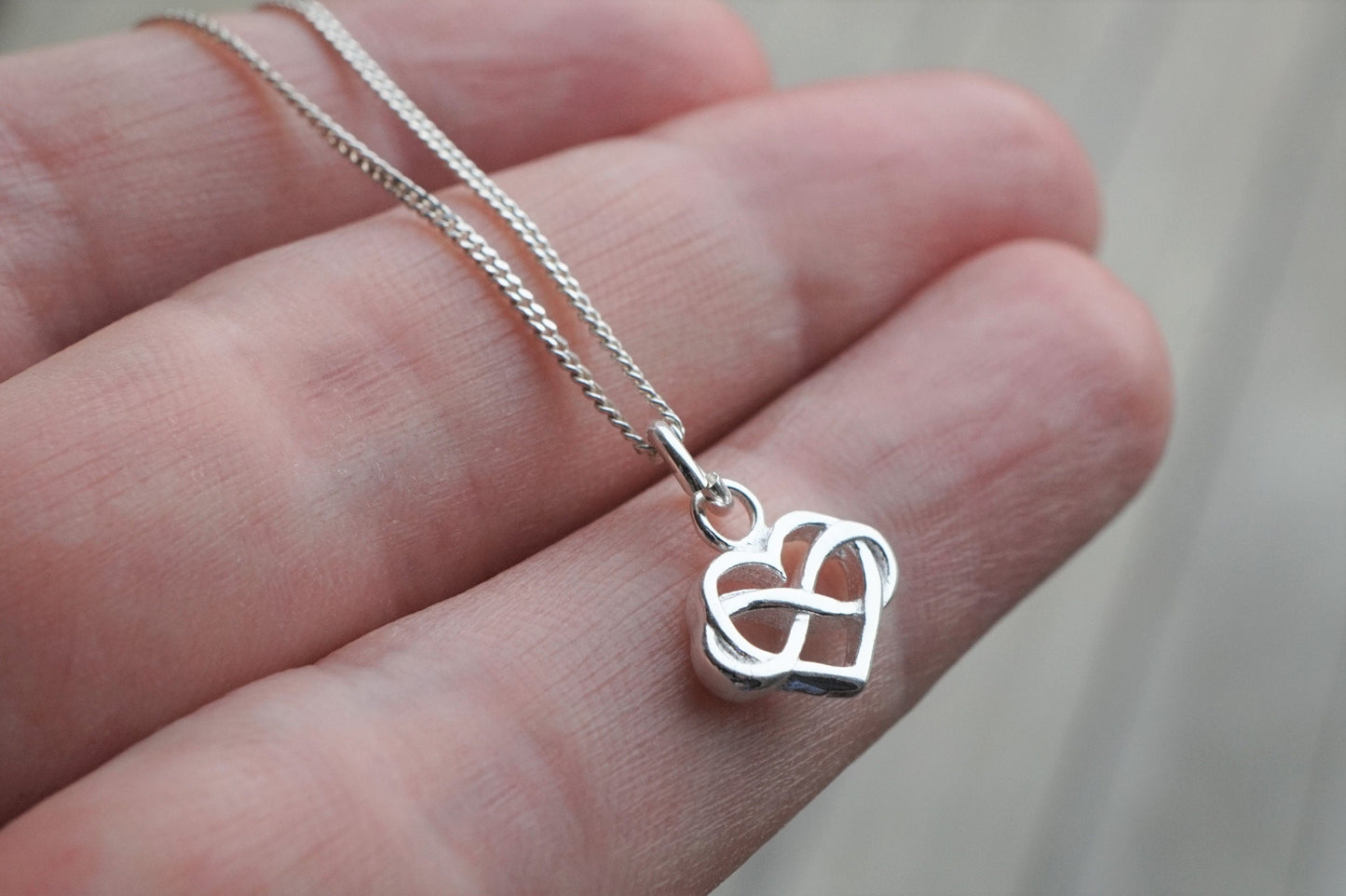Infinity in Heart Sterling Silver Delicate Necklace* Dainty* Gift for her* Feminine* Celtic heart