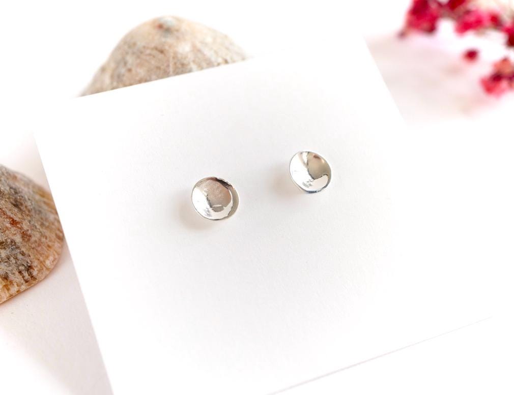 Concave Round Stud * Round Earrings * Minimalist Earrings *Gift for her