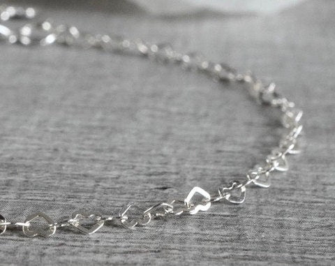 Small Heart Link Bracelet Sterling Silver *Feminine *Dainty necklace *Heart gift for her