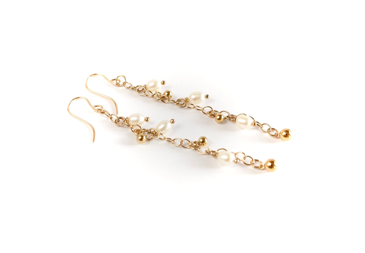 Long Gold Filled Pearl Earrings * Pearl earrings * Feminine * Delicate earrings