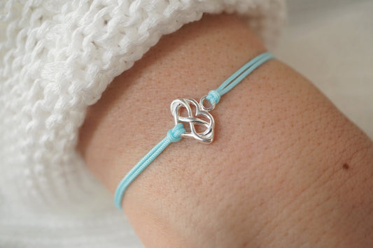 Infinity Heart Sterling Silver Cord Bracelet * Love bracelet * Adjustable Friendship Bracelet * Matching Couple Bracelets * Gift for Her * Delicate bracelet