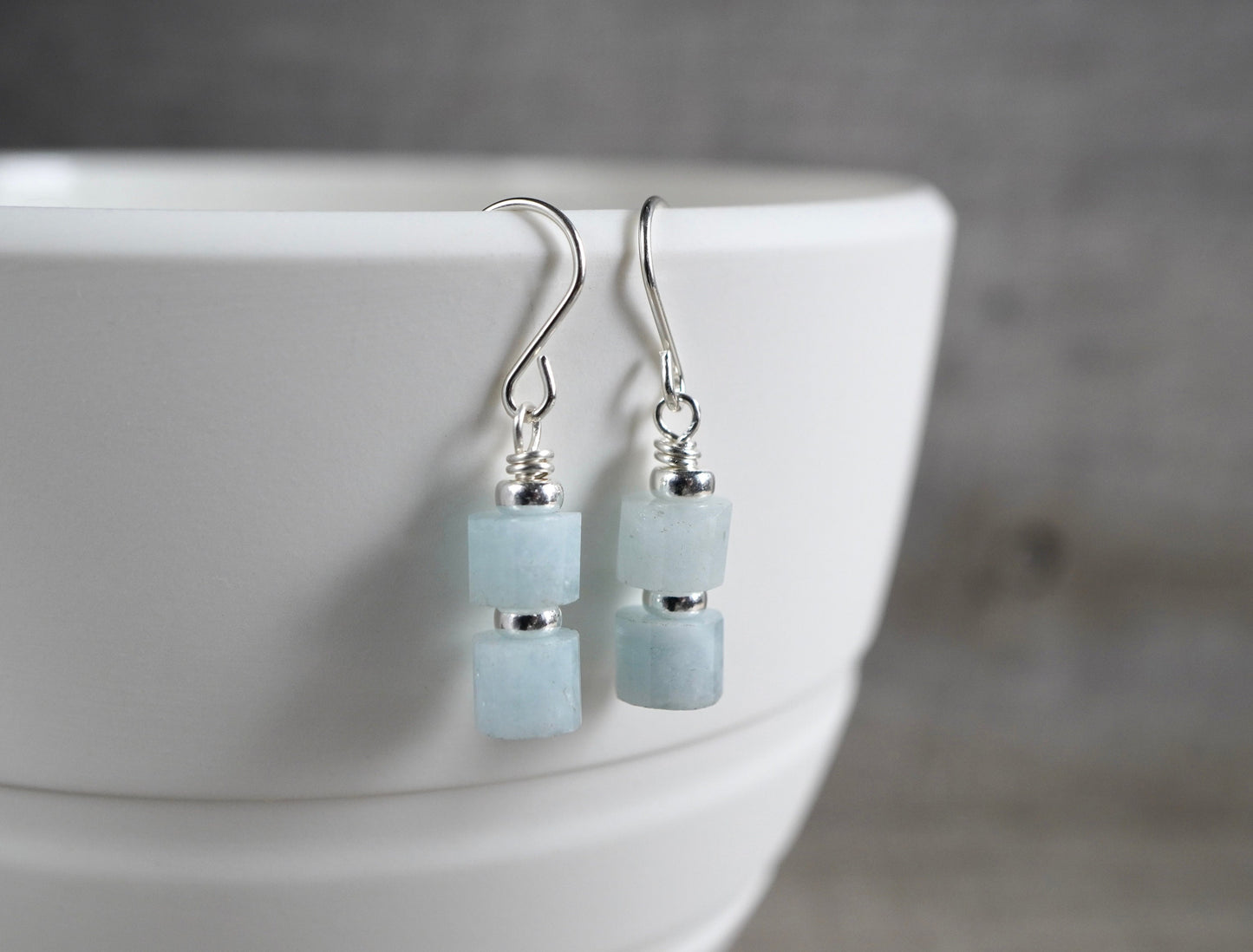 Aquamarine Sterling Silver Earrings * March Birthstone * Lightweight earrings *