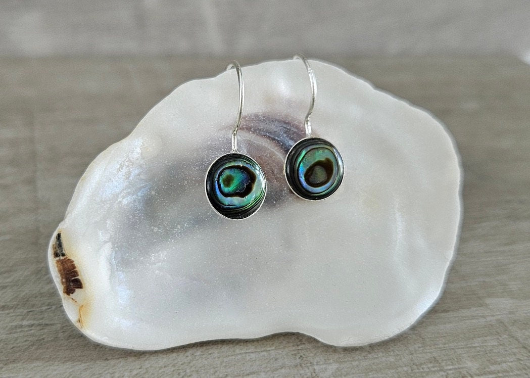 Abalone Sterling Silver Earrings * Shell Earrings *