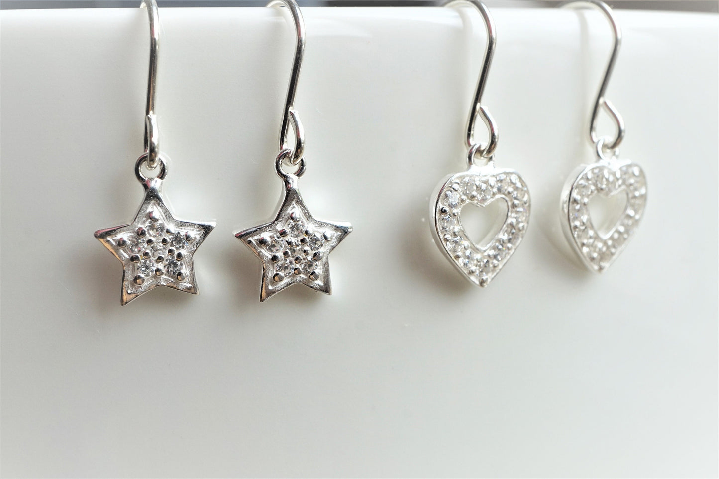 Sterling Silver Zirconia Star/Heart Earrings * Star jewellery * Heart gift