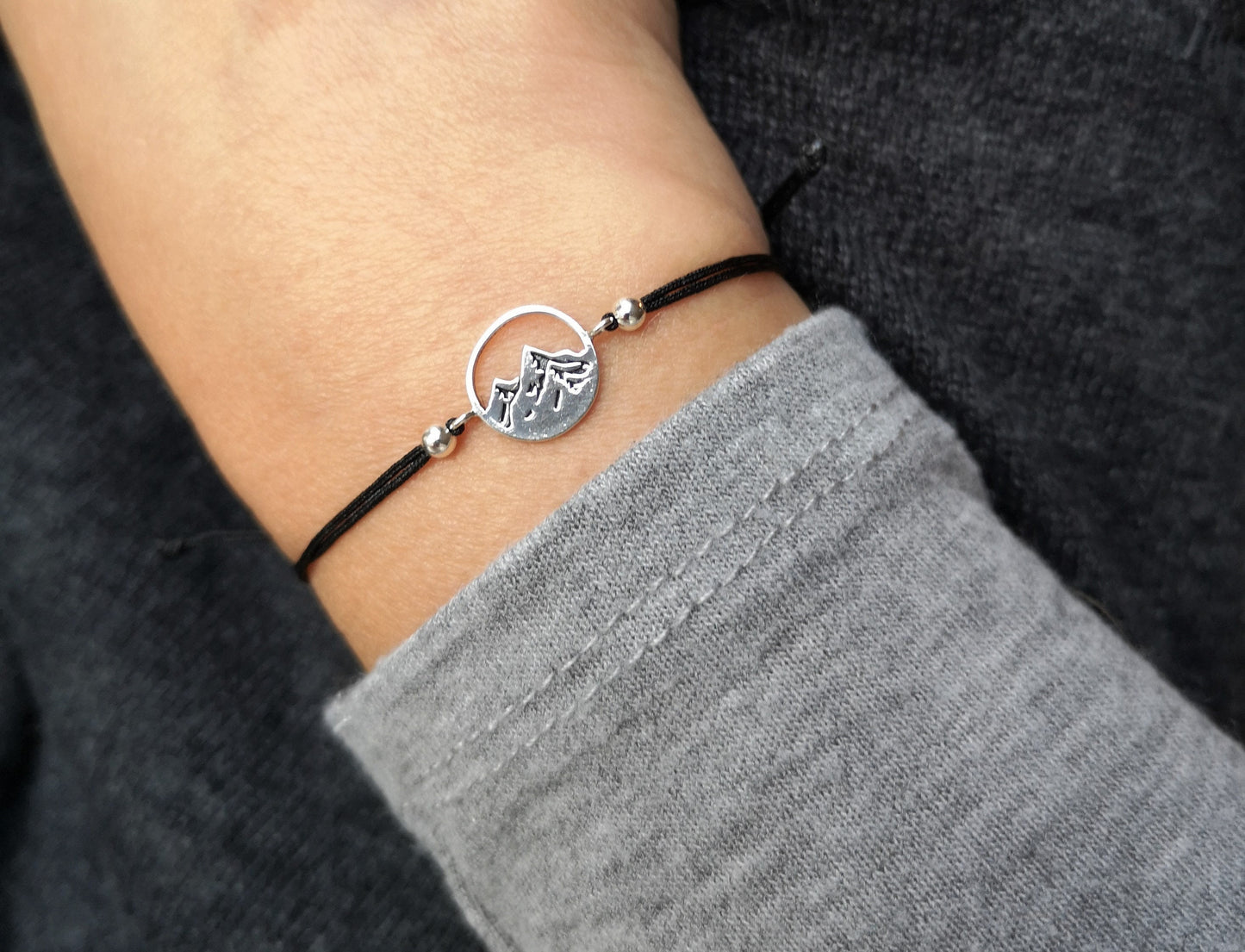 Sterling Silver Mountain Cord Necklace * Minimalist Outdoor Jewellery* Hiking, Nature fan